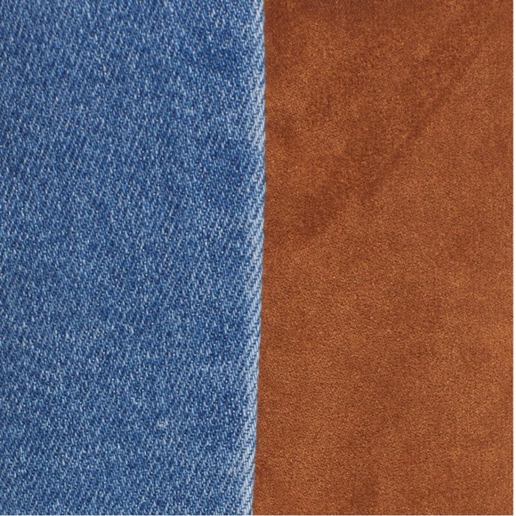 Good American Icon Mixed Media Denim & Faux Suede Pants Size 26 NWT - Picture 8 of 11